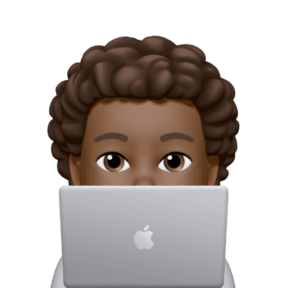 Memoji of a person working on a computer